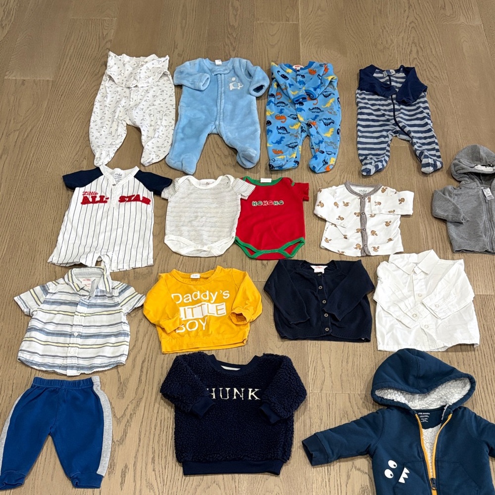 Baby Clothing Bundle with Blue and Yellow Outfits 3-6 months 16 pieces